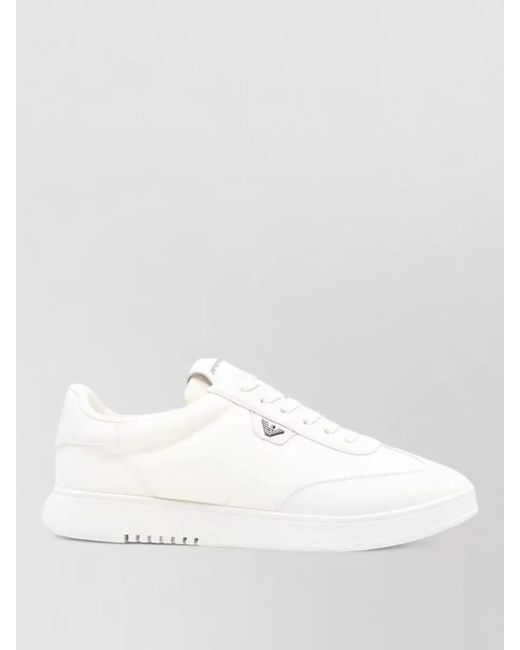Emporio Armani White Leather Sneakers Low Top Round Toe for men