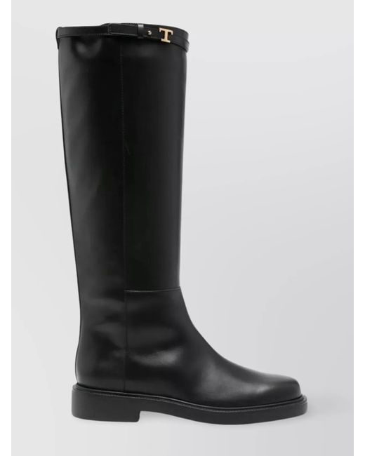 Tod's Black Leather Knee-High Boots