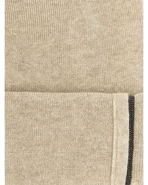 Brunello Cucinelli Natural Monile Cashmere Beanie Cap Turn Up Brim