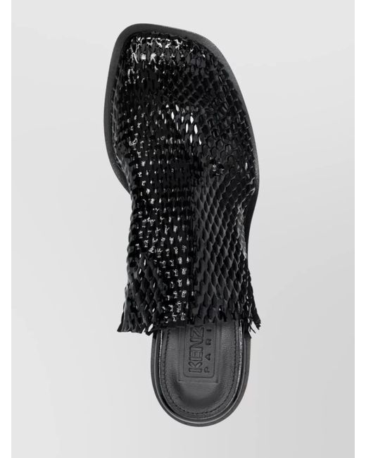 KENZO Multicolor Leather Square-Toe Mules