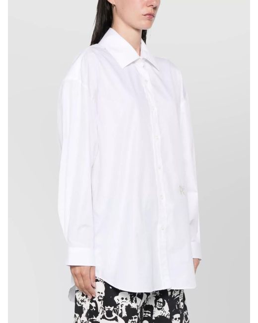 Palm Angels White Cotton Monogram-Embroidered Loose Shirt