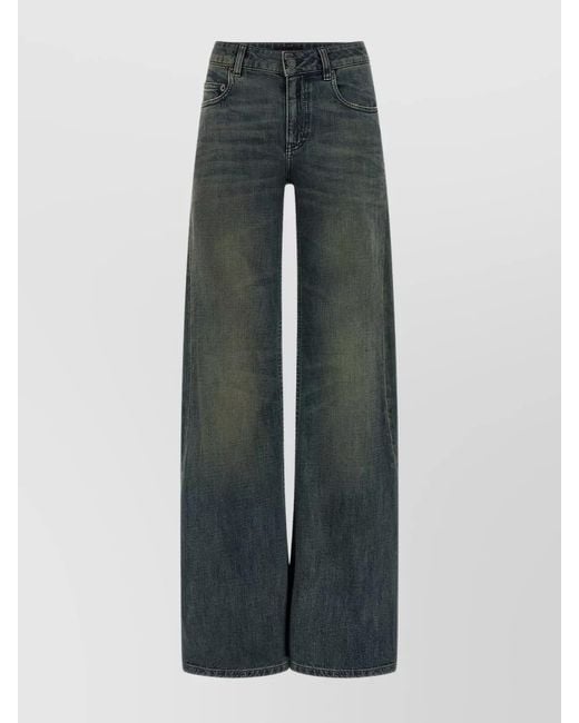 Balenciaga Gray Cotton High-Rise Wide-Leg Jeans