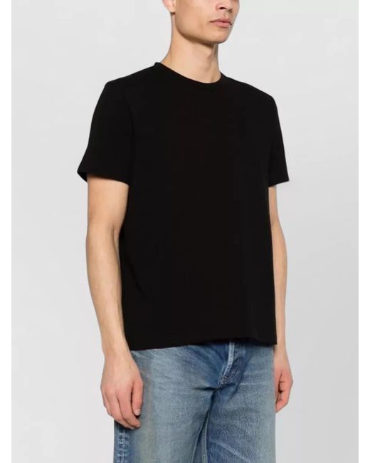 Saint Laurent Black Cotton Crew Neck Short Sleeve T Shirt for men