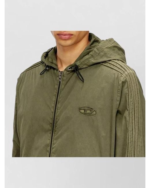 DIESEL Green Cotton Hooded Parka for men