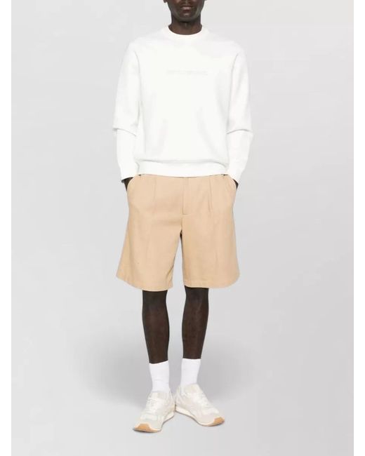 Emporio Armani White Cotton Sweatshirt Featuring Front Logo Crewneck for men