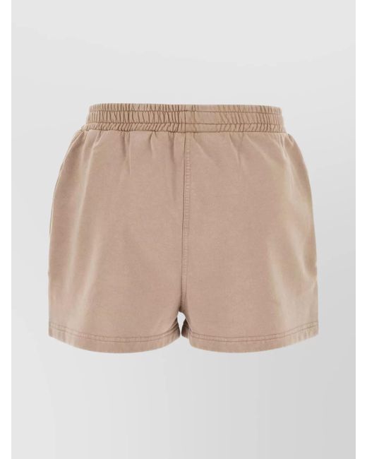 Fendi Brown Cotton Logo-Print Jersey Short Shorts