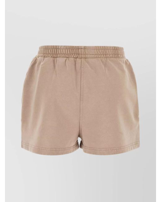 Fendi Brown Cotton Logo-Print Jersey Short Shorts