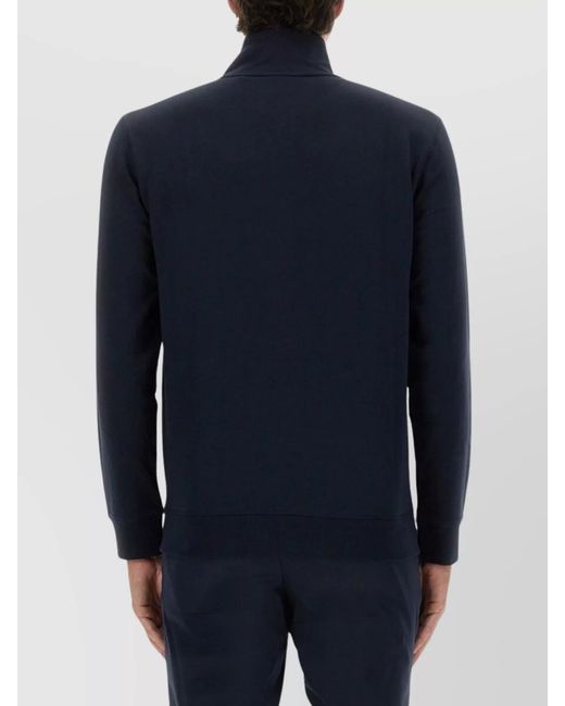 Boss Blue Cotton Zip Sweatshirt for men