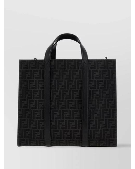 Fendi Black Logo-Jacquard Tote Bag for men