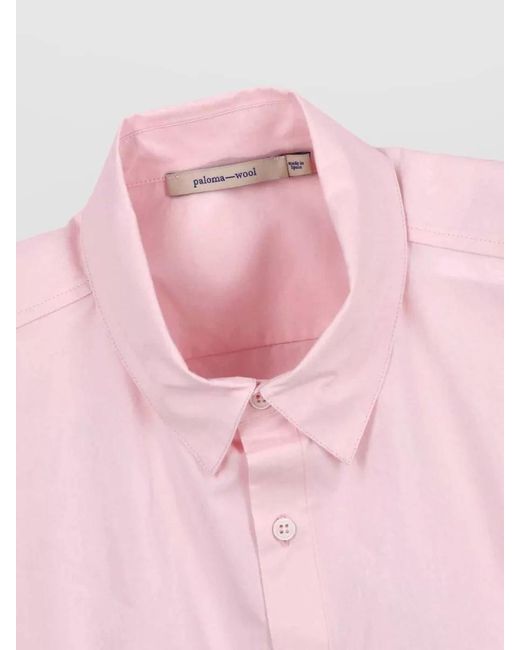 Paloma Wool Pink Straight Collar Pocket Detail Short Sleeve Shirt