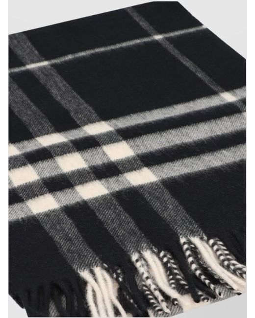 Burberry Black Embroidered Checked Cashmere Scarf