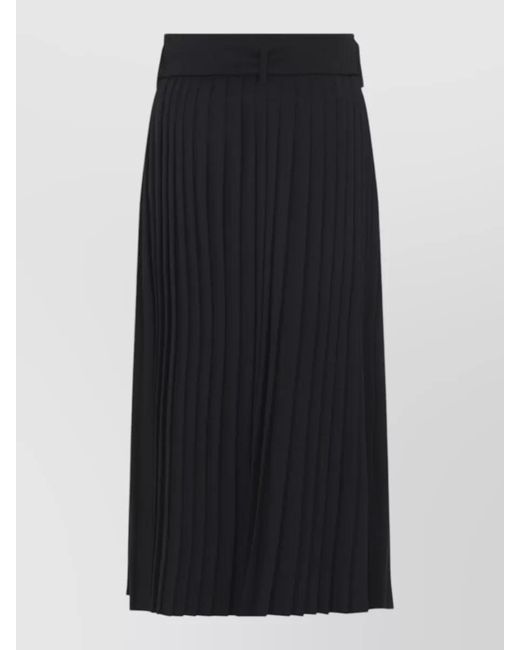 Sportmax Black Wool Low-Rise Pleated Midi Skirt