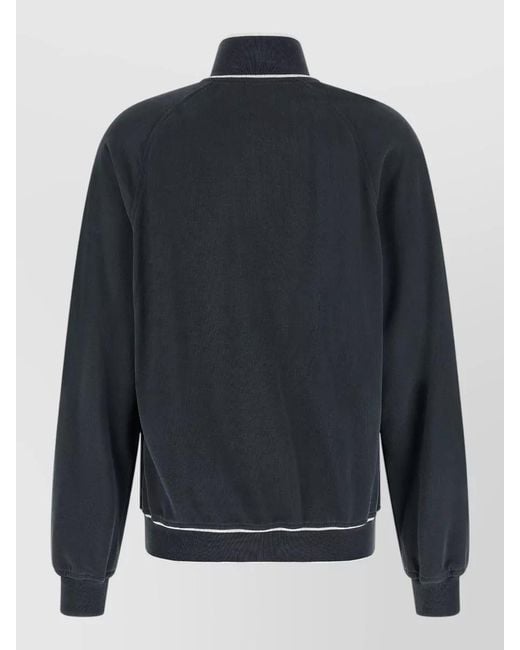 Brunello Cucinelli Blue Heraldic Patch Cotton Sweatshirt Jacket
