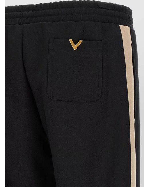 Valentino Garavani Black Vgold Pants Side Stripe Elastic Waistband for men
