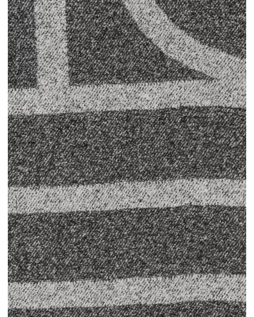 Totême Gray Fringed Monogram Scarf