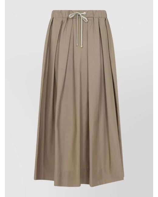 Max Mara Natural Cotton Pleated Midi Skirt