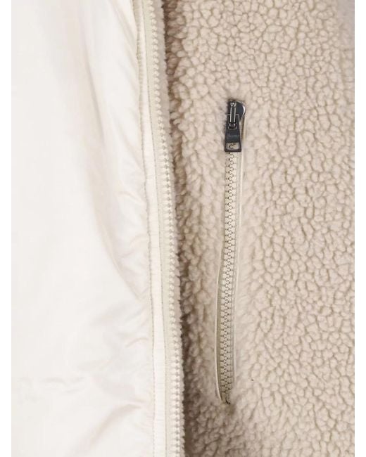 Herno Natural High Collar Casual Coat Contrast Fabric