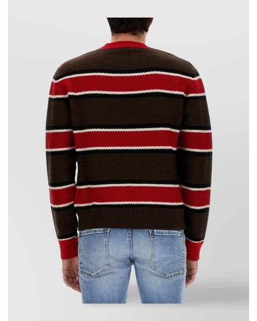 DSquared² Red Horizontal Striped Knit Sweater for men
