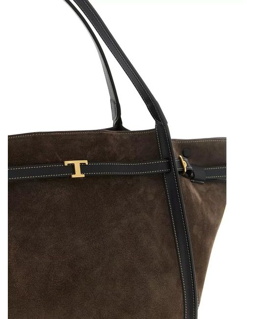 Tod's Multicolor Tim Medium Suede Shopping Shoulder Bag