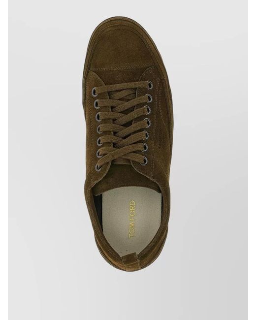 Tom Ford Brown Suede Low-Top Sneakers for men
