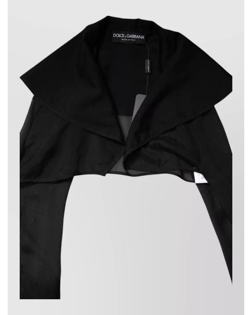 Dolce & Gabbana Black Silk Ribbed Long-Sleeve Sheer Cropped Jacket