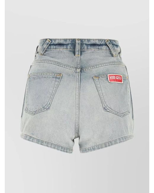KENZO Blue Denim High-Rise Thigh-Length Shorts