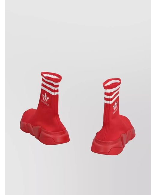 Balenciaga Red Ribbed Knitted Sock Sneakers