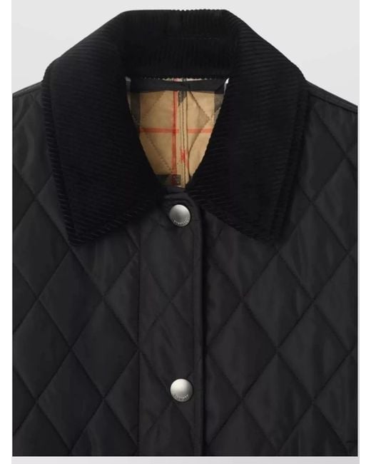 Burberry Black Quilted Nylon Jacket Check Lining