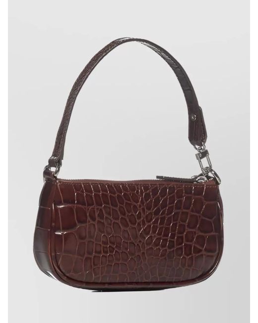 By Far Brown Mini Rachel Leather Shoulder Bag