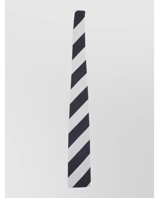 Céline White Slim Diagonal Stripe Silk Necktie for men