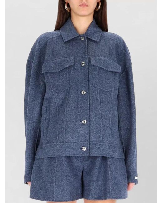 Sportmax Blue Celso Collared Jacket Relaxed Layering Design