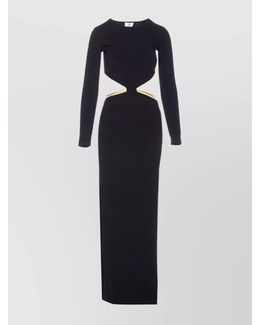 Elisabetta Franchi Blue Crewneck Cut-Out Maxi Dress With Detail