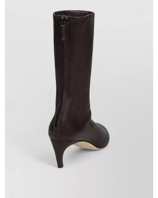 Victoria Beckham Black Leather Mid-Heel Ankle Boots
