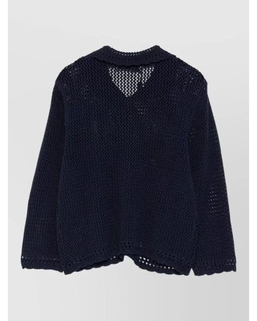 DUNST Blue Linen Blend Scalloped Edge Cardigan