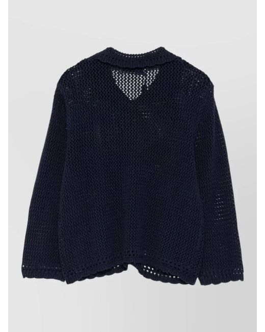 DUNST Blue Linen Cotton Blend Cardigan Collared Design