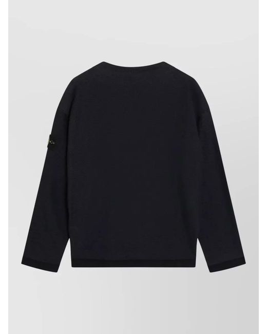 Stone Island Blue Crew Neck Knitwear Long Sleeve Sweater for men