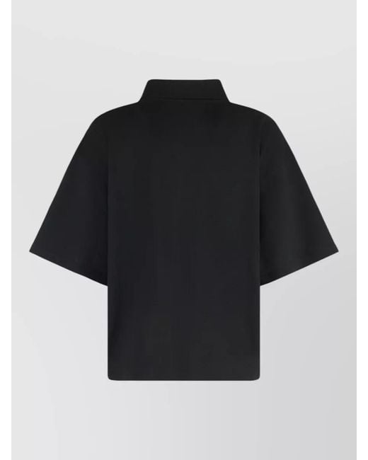 Saint Laurent Black Piqué Blend Polo Shirt Ribbed Collar Short Sleeves