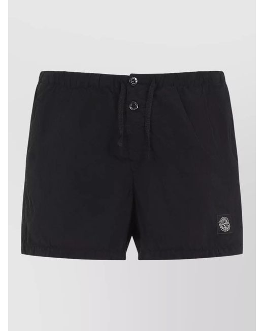 Stone Island Black Polyamide Shorts Back Pocket Tech Design for men