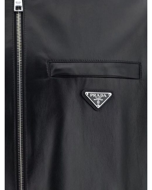 Prada Black Nappa Leather Reversible Jacket for men