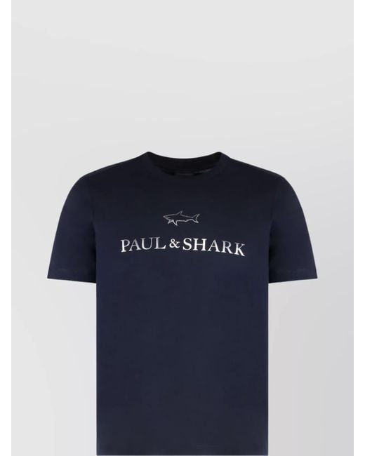 Paul Shark Men's Blue Cotton Jersey T-Shirt Featuring Logo Design