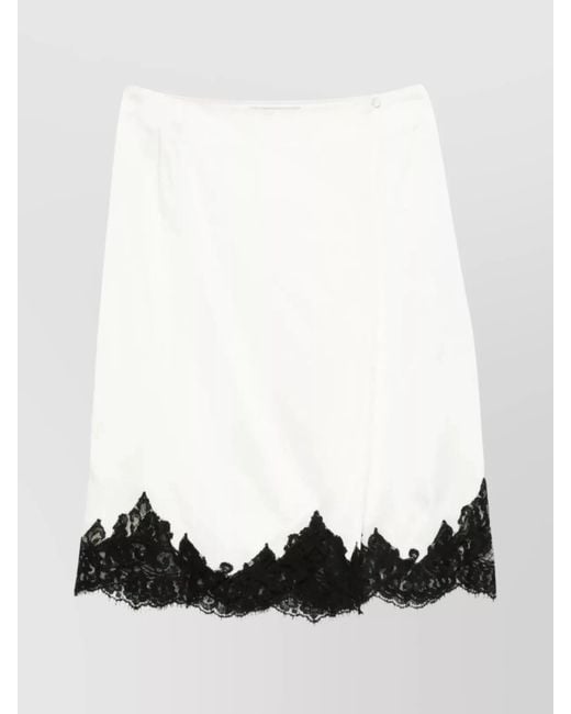 Stella McCartney White Satin Lace Midi Wrap Skirt