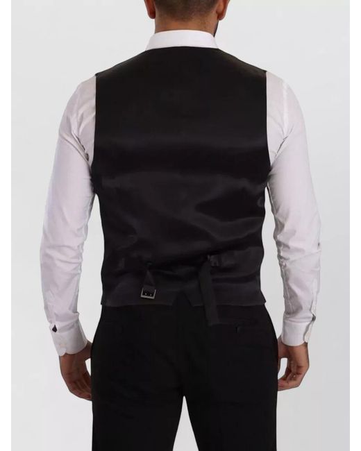 Dolce & Gabbana Blue Striped Wool Silk Waistcoat for men