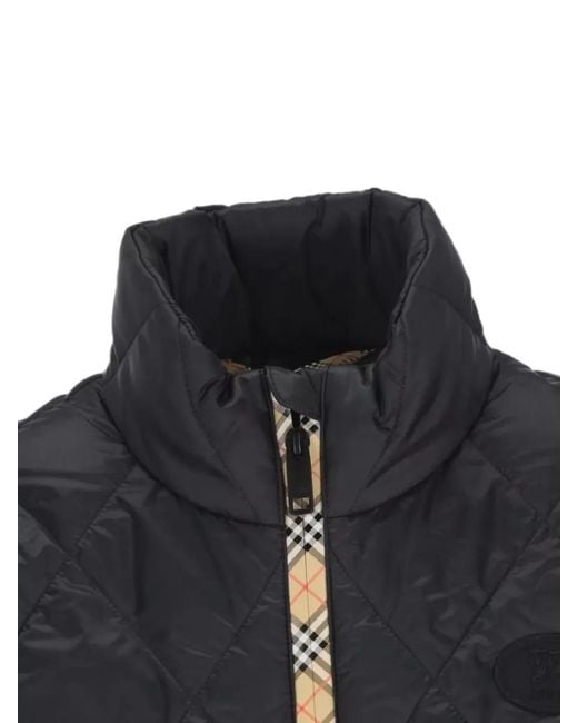 Burberry Black Quilted Down Gilet High Collar Casual
