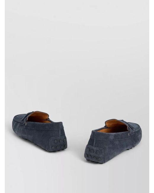 Tod's Blue Suede Boat Moccasin Loafer Low Silhouette for men