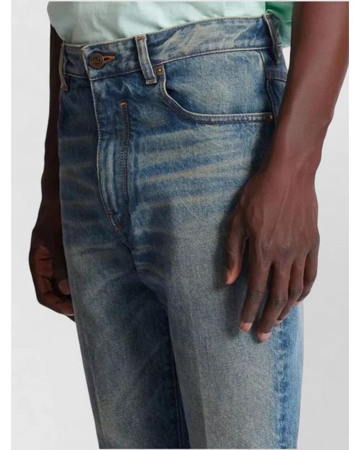 Balmain Blue Flared Denim Trousers Straight Fit Vintage Wash for men