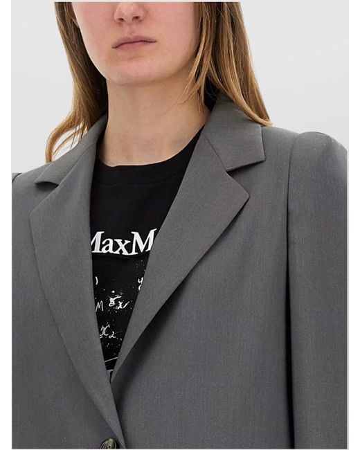 Max Mara Gray Wool Mohair Silk Regular-Fit Blazer