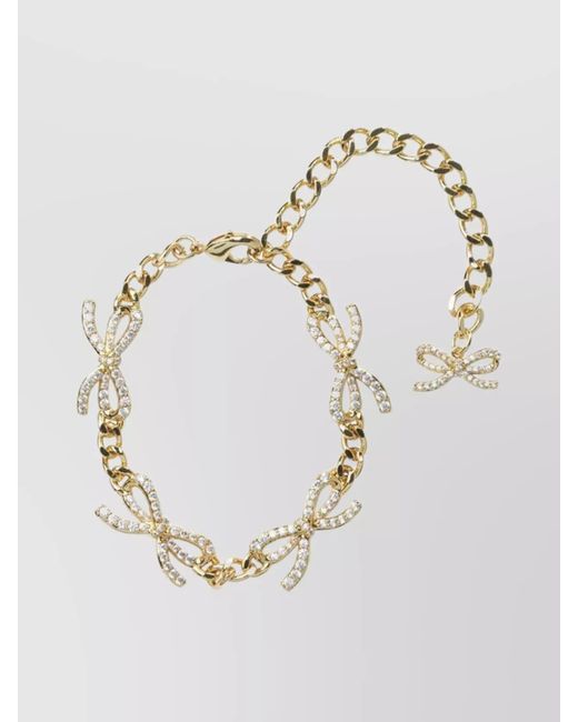 Self-Portrait White Crystal Bow Bracelet