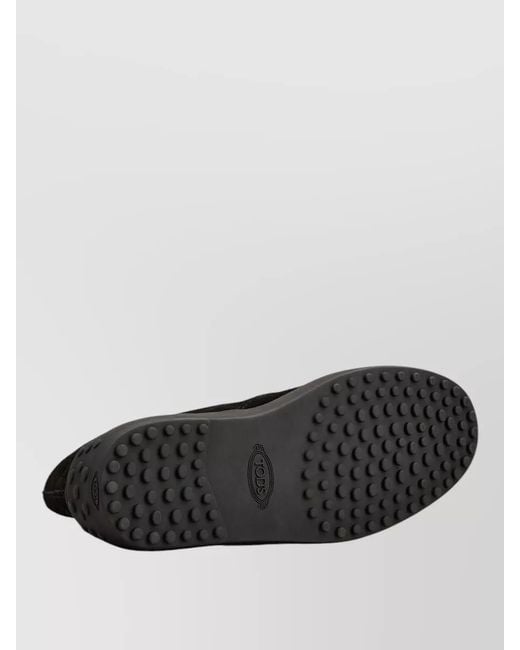 Tod's Black Winter Suede Derby Shoes Rubber Sole for men