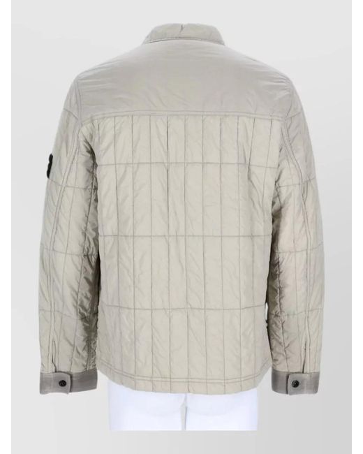 Stone Island Gray Quilted Long Sleeve Coat Transitional Weather for men