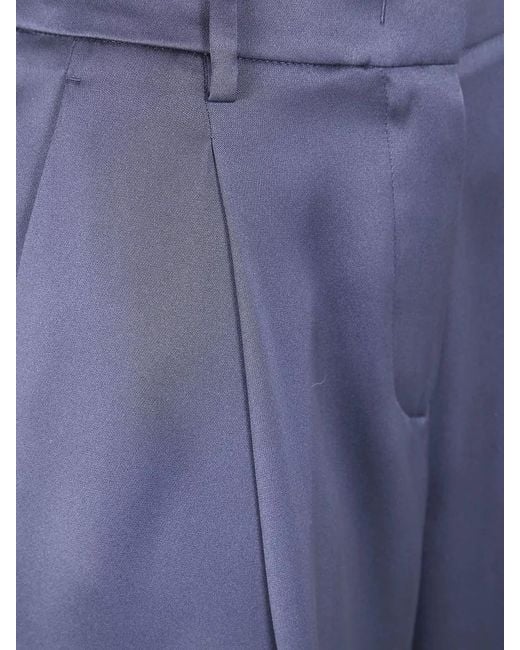 Giorgio Armani Blue Silk Satin Wide-Leg Tailored Trousers